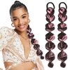 Braided Ponytail Extension with Hair Tie Pink and Black Bubble Wrap Around Pony Tail Hair Extensions 2 Pcs Natural Soft Elastic Hair Band Hairpieces Synthetic Hair Piece for Women Daily Wear