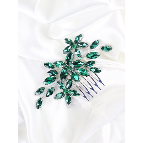 Green Rhinestone Bridal Wedding Hair Comb for Women Accessories Brihasory Handmade Headpieces for Brides Elegant Party Prom Tiaras for Girls and Women Valentine's Day Bridesmaid Gifts