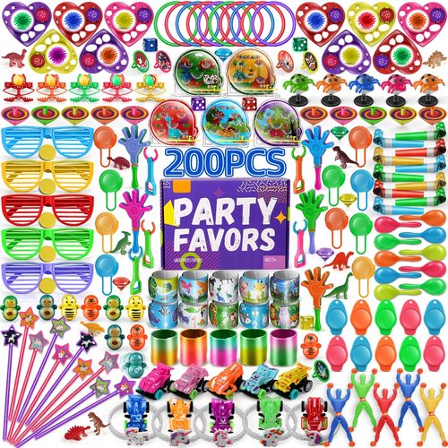Amy&Benton 200PCS Carnival Prizes for Kids Birthday Party Favors Classroom Prizes Box Toy Assortment Rewards Toy Pinata Fillers Goodie Bag Stuffers