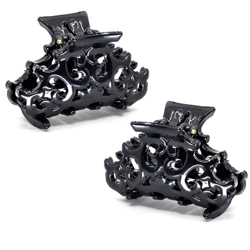 Camila Paris CP2391/2 Set of 2 French Hair Clip for Women, Small Black Antique, Girls Hair Claw Clips Jaw Fashion Durable and Styling Hair Accessories for Women, Made in France