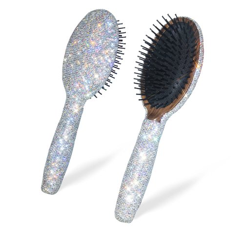 Bling Rhinestone Hair Brush Removing Tangles, Knots, Hair Massaging For Women,Girl Wet and Dry Ha...