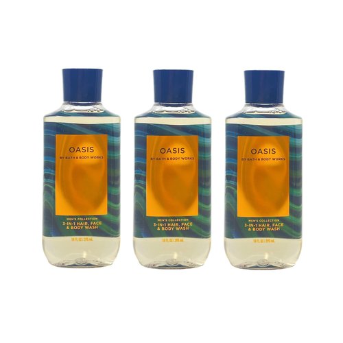 Bath & Body Works Men's Collection OASIS 3-in-1 Hair, Face & Body Wash Pack of 3-10 fl oz / 295 mL each