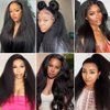 V Part Wig Human Hair Kinky Straight Human Hair Wigs for Black Women 150% Density Yaki V Part Wig Human Hair Upgrade U Part Glueless Full Head Clip In Half Wig V Shape Wigs Yaki Straight Human Hair Wig 18 inch