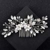 Andy's Orchids Crystal Wedding Hair Comb Pearl Flower Side Combs with Rhinestone for Brides, Bridesmaids and Women, Silver