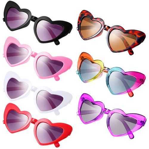 Frienda 7 Pairs Kids Sunglasses Heart Shaped Sun Glasses Vintage Sunglasses for Children, Boys and Girls(Bright Color)