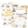 20 Pcs Construction Birthday Party Invitations with Envelopes, Truck Party Invite, Birthday Party Invitation Cards for Girls Boys, Birthday Party Supplies - SR09