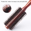 Hairstyling Brush, Round Hair Brush Solid Wood Handle for Home for Barbershop