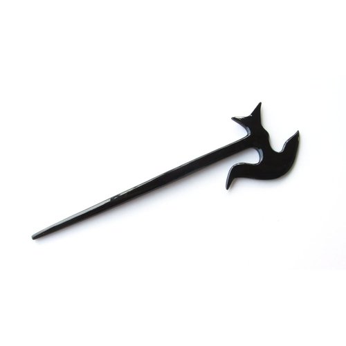Marycrafts Black Battle Viking War Axe Buffalo Horn Hair Stick, Hairstick, Hair Pin, Hairpin, Hair Accessory, Hair Toy Handmade