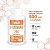 Supersmart - L-Lysine 6000mg per Day (High Strength) - Essential Amino Acid Lysine Supplement | Non-GMO & Gluten Free - 180 Vegetarian Capsules