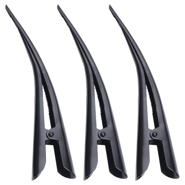 Uonlytech 3PCS Alligator Hair Clips, Metal Hair Clips for Styling, Non-Slip Hair Clips with Teeth Hair Accessories for Women Girl (Black)