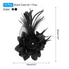 PATIKIL Floral Hair Clip, 2 Pcs Elegant Flower Feather Brooch Pin Hat Silk Wedding Party Dance Banquet Pins Accessories Camellia Charm Lady Dress Suit, Black & Gray with Black Feathers