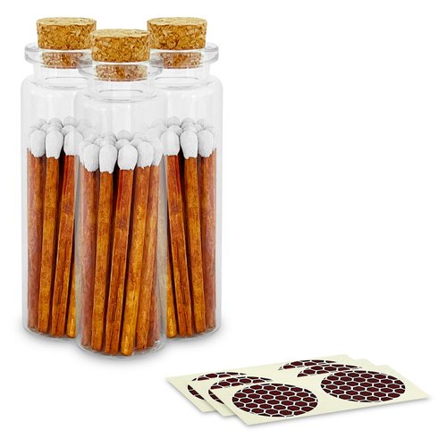 2" Brown Stick White Tip Safety Matches | Decorative Carrot Cake Style Artisan Premium Set of Matchsticks by Thankful Greetings | Unique & Fun for Home Decor, Gifts, & Events | Candle Accessory