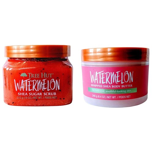Tree Hut Radiant Skin Watermelon Shea Sugar Scrub Bundled With Watermelon Whipped Shea Body Butter
