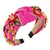 Yusier Rhinestone Crystal Wide Headbands for Women Knot Turban Fashion Vintage Hairband Handmade Jewelry Girls Hair Accessories (Rose Red)