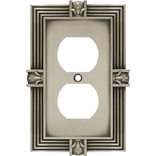 Franklin Brass 64462 Pineapple Single Duplex Outlet Wall Plate/Switch Plate/Cover, Brushed Satin Pewter