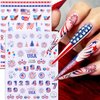 12 Sheets 4th of July Nail Stickers American Flag Patriotic Nail Design Stickers Independence Day Nail Decals 3D Self Adhesive Nail Art Supplies for Women Girls Nail Art Decorations Accessories