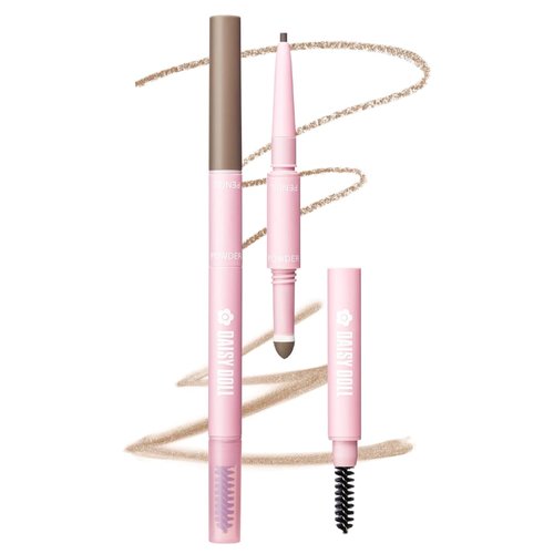 Daisy Doll by Mary Quant Japanese 3-in-1 Eyebrow Liner Kit (Pencil, Powder & Brush) for Long-wearing Brow Powder and Bursh for Smuge-free Eye Makeup, BR002 Natural Brown 0.02 fl oz