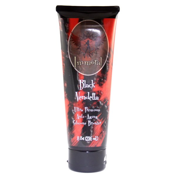 Immoral Black Vendetta 300XX Advanced Tanning Lotion Bronzer | Dark Streak Free Tattoo Safe Anti-Aging Peptide Outdoor/Indoor Tanning Bed Tan Accelerator, Intensifier, Maximizer, Bronzing Lotion,8Oz