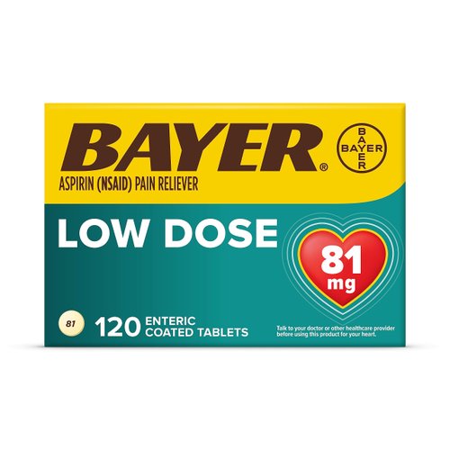 Bayer Aspirin Regimen , 81mg Enteric Coated Tablets, Pain Reliever/Fever Reducer, 120 Count