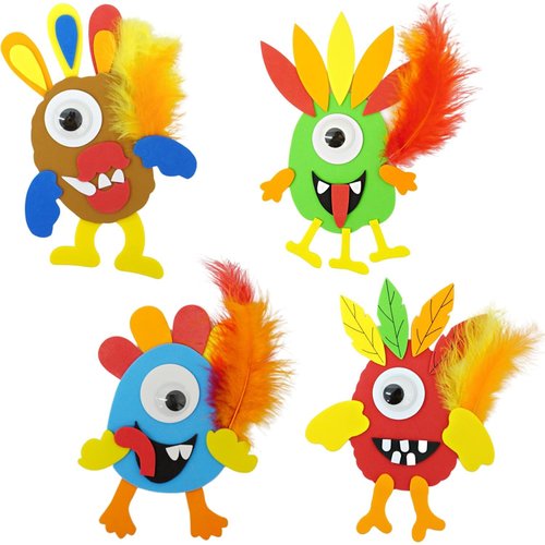 4E's Novelty Monster Turkey Crafts for Kids (Makes 4) Foam Magnet Craft Kit, Thanksgiving Crafts for Kids 4-8, 3-12, Fun Activities for Kids
