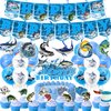 Gone Fishing Party Decorations Gone Fishing Birthday Party Supplies Includes Fishing Happy Birthday Banner Cake Topper Hanging Swirls Cupcake Topper Balloons for Fishing Baby Shower Decorations