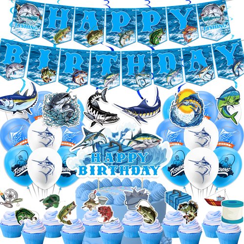 Gone Fishing Party Decorations Gone Fishing Birthday Party Supplies Includes Fishing Happy Birthd...