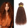 Light Brown Kinky Curly Bundles Human Hair Color 30 Human Hair Bundles Brown Curly Wave Bundles Double Weft Brazilian Human Hair Wet and Wavy Bundles Silky Soft 10 10 10 inch