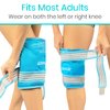 Vive Knee Ice Pack Dual Strap - Reusable Gel for Hot and Cold Therapy - Wrap Around Entire Joint After Replacement Surgery Or Injury - Cooling Compression for Pain and Swelling - Men, Women (Blue)