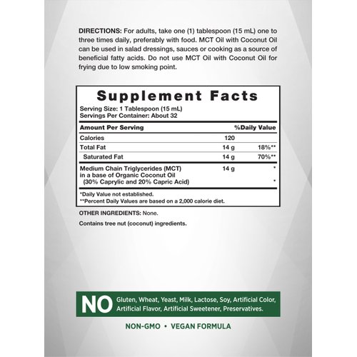 MCT Oil | 16 fl. oz | Keto, Unflavored Formula | with Coconut Oil | Vegan, Non-GMO, and Gluten Free Supplement | by Nature's Truth