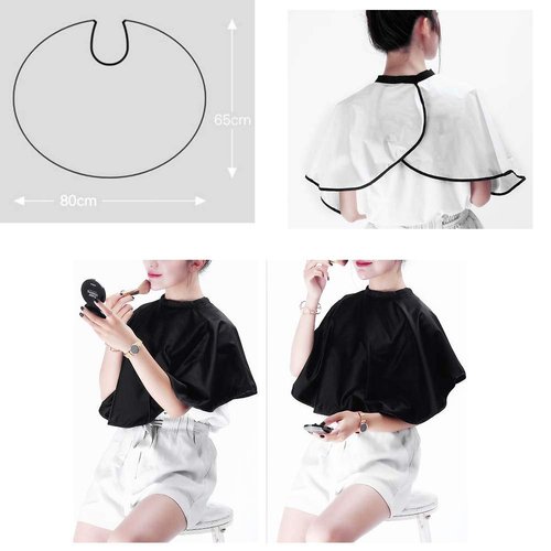 Women Makeup Apron Hair Salon Cape Barber Bib Hair Cutting Apron or Makeup Artist Special Makeup Comb-out Cape(Black)