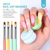 SAVILAND 6PCS Nail Art Brushes Set – Multifunctional Nail Brushes for Nail Art Nail Design Brush Gel Nail Brush for Nail Extension Nail Art Liner Brush 3 Sizes Dotting Tools for DIY