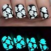 24 Pcs Halloween Press on Nails Short Square Fake Nails Glow in the Dark False Nails with Cute Ghost Design Acrylic Nails Luminous Glue on Nails Press ons Full Cover Reusable Stick on Nails for Women