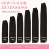 GOO GOO Sew in Hair Extensions Real Human Hair, Weft Hair Extensions Human Hair, 2 Dark Brown 20inch 105g, Weft Bundles Straight Silky Remy Hair