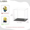 LASOA Acrylic Display Case for Collectibles, Alternative Glass Display Box with Black Base and Lid, Self-Assembly Clear Storage Showcase for Figurine Memorabilia (4x4x4inch;10x10x10cm)