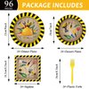 chiazllta 96 Pcs Handyman Tools Party Paper Plate and Napkins Construction Birthday Party Decorations Little Builder Handy Party Paper Plates Napkins Forks for Party Favors 24 Guests
