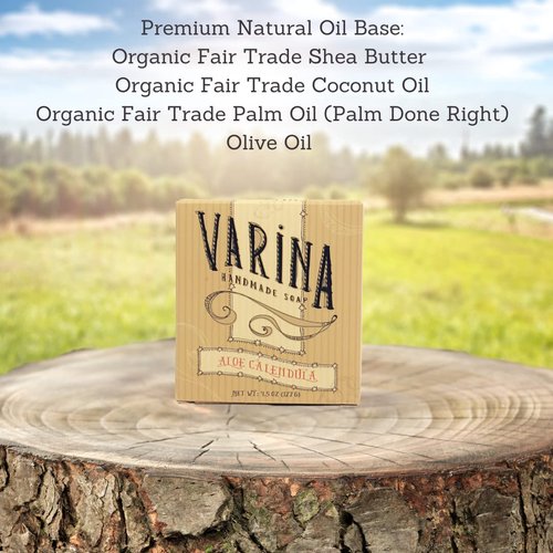 Varina Organic Aloe Calendula Bar Soap - Gentle Cleansing for Sensitive Skin, Unscented - 3 Pack - Experience Healthy and Glowing Skin