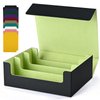 UAONO Card Storage Box for Trading Cards, 1800+ PU Leather Commander Card Deck Case, Magnetic Closure Card Holder Fits for Magic Game Cards(Black&Lemon Green)