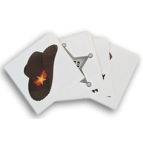 Party Supply Western Cowboy Party Favors - Temporary Tattoos - Hat, Boot, Sheriff Badge, Bucking Bronco - 24 Cute Square Tattoos