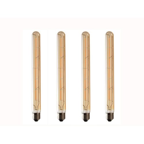 T300 Vintage LED Filament Bulb T300 6W Dimmable Vintage Edison Light Bulb Long Tubular Vintage LED Light,E26/E27 Medium Base,Amber Glass,Warm White 2300K,6W(40W Equivalent),Dimmable,Pack of 4