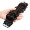 Curly Tape in Hair Extensions Human Hair Double Sided 14 Inch 20pcs 50g Brazilian Remy Hair Water Wave Tape in Hair Extensions Invisible Tape in Real Hair Skin Weft Hair Extensions for Balck Women