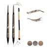 Music Flower 3 Pcs Eyebrow Pencil Set, with 2 Dual Ended Waterproof & Long Lasting Liquid Eyebrow Pen and with 1 Eyebrow Brush, Brown