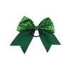 Girls Cheer Bow Ponytail Holder Big Hair Bow Tie with Glitter Sequins Bowknot JB80 (Green Red)