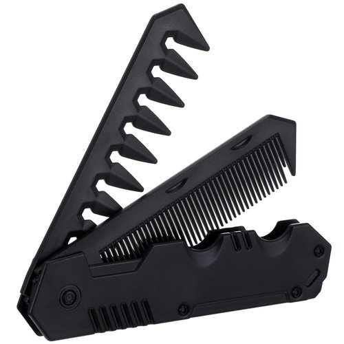 Yuanchu Portable Folding Hair Comb for Men, 2 in 1 Pocket Combs Fine Tooth Hair Comb Wide Tooth Comb Black Plastic Pocket Comb for Everyday Grooming Styling Hair Beard Mustache