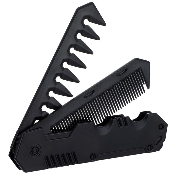 Yuanchu Portable Folding Hair Comb for Men, 2 in 1 Pocket Combs Fine Tooth Hair Comb Wide Tooth Comb Black Plastic Pocket Comb for Everyday Grooming Styling Hair Beard Mustache