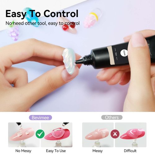 Bevimee 3D Nail Gel, Clear Sculpting Gel for Nail Art No Wipe Molding Gel For Nails, Easy To Sculpture Gel for 5D Nail Design, Nail Charm, Liner Gel, Drawing, Embossing Nail Decoration DIY Manicure