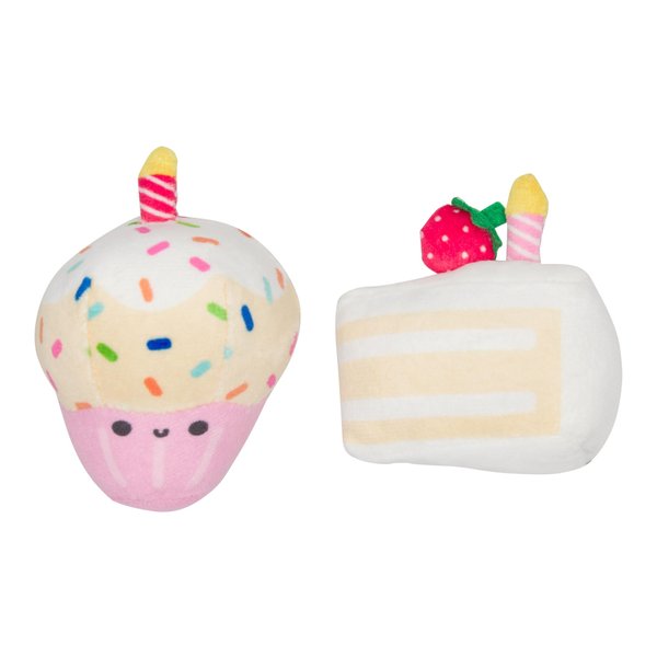 Pearhead Birthday Cake Cat Toy Set, Stuffed Birthday Cake and Cupcake Cat Toys with Catnip and Squeakers, Interactive Fun Kitten Toys, Perfect Pet Owner Birthday Gift, Ideal for Cat Lovers, Set of 2