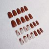 24 Pcs Press on Nails, Sunjasmine Fake Nails with Designs, Acrylic Nails False Nails with Nail Glue for Women (Medium Brown)
