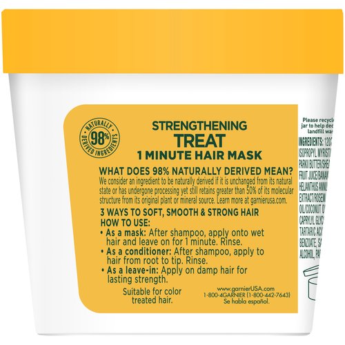 Garnier Fructis Strengthening Treat 1 Minute Hair Mask with Banana Extract, 3.4 Fl Oz (Pack of 1)