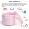 Denture Bath Case Cup Box Holder Storage Soak Container with Strainer Basket for Home or Travel Denture Cleaning (pink)