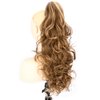 DIGUAN Claw Clip In Wavy Loose curly Synthetic Wrap Around Ponytail Extensions 24 Inches Pony Tail Clip In Extensions for Women Girl 7.4oz/210g (Dark Golden Blonde)